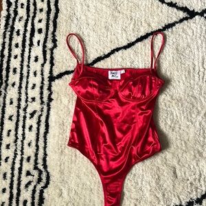 Princess Polly red silk bodysuit